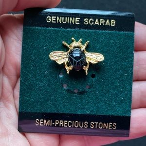 Genuine Black Onyx Scarab Bumblebee Pin